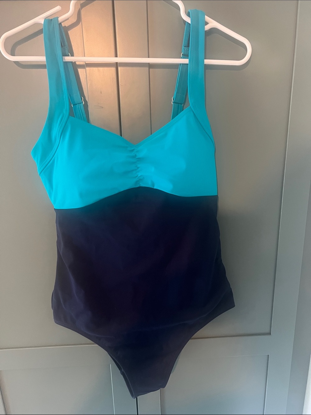 LL Bean Shaping Sweetheart Tanksuit Colorblick Sz 12